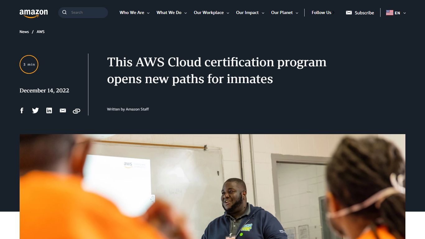 This AWS Cloud certification program opens new paths for inmates